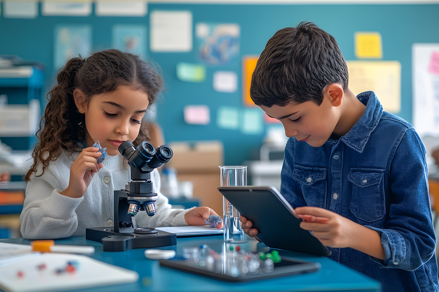 Students learning through STEM education programs and classes